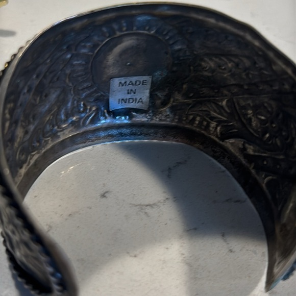 Silver Cuff Bracelet with Red Stone - Picture 5 of 8